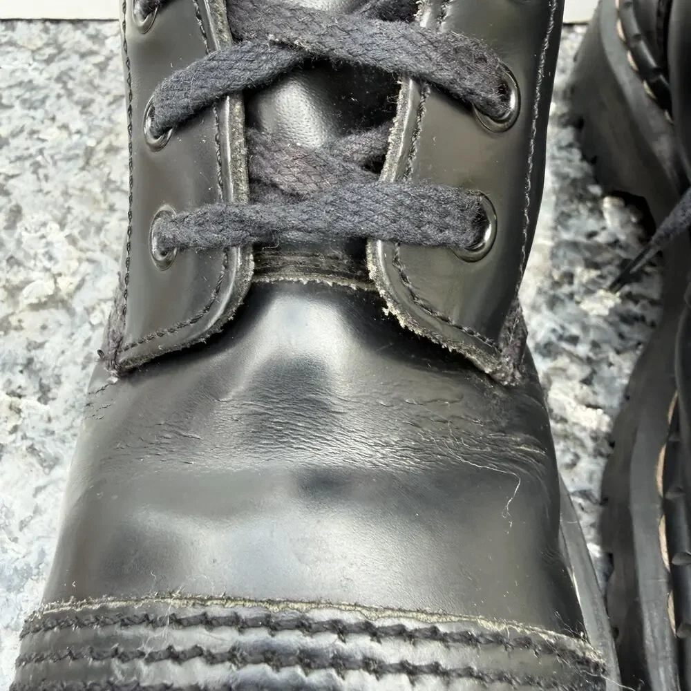Gripfast England 20 Eye Steel Toe Black Leather Tall Boots UK 5 / US Women 7